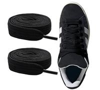 CCSOFTIME Thick Chunky Black Shoe Laces for Campus 00s,16MM Flat Wide Jumbo Shoelaces Replacement Laces for Converse,Trainers,Airforce,Kids(1 Pair-Black-140CM)