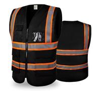 CCSOVO Hi Vis Vests for Women Men High Visibility Reflective Safety Vests Breathable With Pocket Zipper for Build Oudoor Work Meet ANSI/ISEA Standard (UK, Alpha, L, Regular, Regular, Cloth-Black)