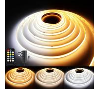CCT COB LED Strip Lights 2m, Dimmable 2700K-6500K 24V Tunable White LED Light Strip Kit, High Density CRI 90+ LED Strips with Remote Controller and Power Supply, for Bedroom Kitchen Home Lighting