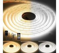 CCT COB LED Strip Lights ,3M Dimmable 2700K-6500K 24V Tunable White LED Light Strip Kit, High Density CRI 90+ LED Strips with Remote Controller and Power Supply,for Bedroom Kitchen Home Lighting