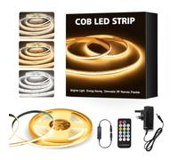 CCT COB LED Strip Lights 5M, 560LEDs/M,16.4Ft Dimmable 2700K-6500K 24V Tunable White LED Light Strip Kit, High Density CRI 90+ LED Strips with Remote & Power Supply for Bedroom Kitchen Home Decoration