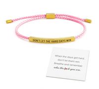Cctetn Dont Let the Hard Days Win Pink Braided Stainless Steel Bracelet | deep laser etching, adjustable pink cord, inspirational gift card, hypoallergenic mirror polish,stainless steel
