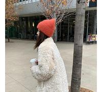 CCTUNG Beanie hats Winter Angora Rabbit Wool Keep Warm Knitting Solid Cap Leisure Lady Skullies Beanies Cap Men Women Cool Hat-Red,One Size