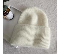 CCTUNG Beanie hats Winter Angora Rabbit Wool Keep Warm Knitting Solid Cap Leisure Lady Skullies Beanies Cap Men Women Cool Hat-White,One Size