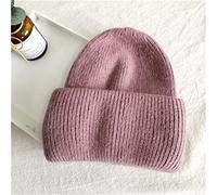 CCTUNG Beanie hats Winter Angora Rabbit Wool Keep Warm Knitting Solid Cap Leisure Lady Skullies Beanies Cap Men Women Cool Hat-Purplish red,One Size