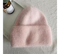 CCTUNG Beanie hats Winter Angora Rabbit Wool Keep Warm Knitting Solid Cap Leisure Lady Skullies Beanies Cap Men Women Cool Hat-Pink,One Size
