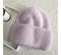 CCTUNG Beanie hats Winter Angora Rabbit Wool Keep Warm Knitting Solid Cap Leisure Lady Skullies Beanies Cap Men Women Cool Hat-Purple,One Size