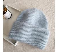 CCTUNG Beanie hats Winter Angora Rabbit Wool Keep Warm Knitting Solid Cap Leisure Lady Skullies Beanies Cap Men Women Cool Hat-Light Blue,One Size