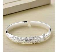 CCTUNG Silver Bracelet for Women 925 Sterling Silver Elegant Peacock Opening Screen Bracelet Bangles For Women Fashion Party Wedding Accessories Jewelry Gift-default