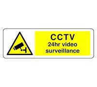 Cctv 24Hr Video Surveillance - safety sign - 1.2mm Rigid plastic for indoor/outdoor usage (300mm x 100mm) Viewing Distance within 5m.
