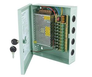 CCTV Camera Power Supply 12V DC 9 Channels/Port 10 AMP Distribution Box with 2 Key Lock Case