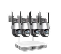 CCTV Camera Systems, 4K Dual Lens CCTV Camera Security System Kit Outdoor Ai Human Auto Tracking PTZ IP Camera NVR Surveillance System Kit 4CH(1T,4 Pcs Camera System)