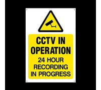 CCTV in operation 24hr recording Plastic Sign with 4 Pre-Drilled Holes - Security, Camera, Closed Circuit TV, Warning Safety (MISC15)