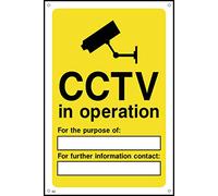 CCTV in Operation For The Purpose Of: - 150mm x 200mm - 1.2mm Rigid Plastic Drilled Sign (S2)