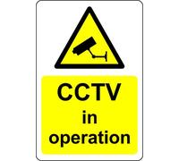 CCTV in operation security camera, closed circuit tv warning safety sign - 1.2mm Plastic 100mm x 150mm