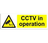 CCTV In Operation Sign - 1/2/4/6/10 Pack Self Adhesive CCTV Stickers - 30cm x 10cm Landscape Warning Signs for Outdoor Indoor Use (1)
