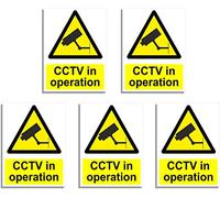CCTV In Operation Sign - 2/5/10 Pack Self Adhesive CCTV Stickers - 10cm x 7cm Landscape Warning Signs for Outdoor Indoor Use (5)