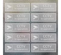 CCTV In Operation Window Sticker, GLADFRESIT 10Pcs Waterproof Self-Adhesive Warning Sign for Window Door Office Security 5×15 CM