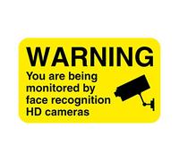 CCTV security sign Warning you are being monitored by face recognition HD cameras self adhesive vinyl sticker Size 100mm x 60mm To deter against theft and criminal damage (5)