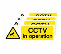 CCTV Sign, CCTV in Operation Sign,Mind the Step Safety Sticker MINWEGI Self-Adhesive Vinyl Warning Sticker for Indoor Outdoor Use,Yellow,4 Pack,100x300mm