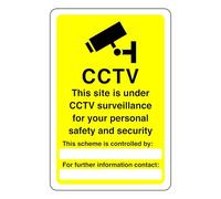 CCTV this site is under cctv surveillance sign - 1.2mm Rigid plastic for indoor/outdoor usage (200mm x 150mm) Viewing Distance within 5m.