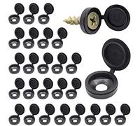 CCUCKY 100pcs Hinged Screw Cover Caps, Plastic Snap Screw Covers Screw Head Caps for Furniture (Black)