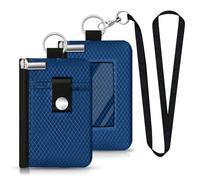 CCUMI Minimalist RFID Blocking Small Wallet with ID Window,WaterResistant Zip Id Case Wallet with Lanyard Keychain for Cards,Cash,Travel,Women,Men (Electric Blue)