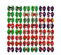 CCUUHJ 20Pcs/10 Pairs Christmas Yorkie Dog Puppy Hair Bows with Rubber Bands Hair Accessories Bow Pet Grooming Cute Pet Small Hair Bowknot (Red)