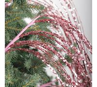 CCUUHJ 6 Pack Christmas Pink Glitter Berry Stems 115cm Artificial DIY Picks Branches Xmas Wreath Ornaments Twigs for Xmas Tree Filler Branches Wreaths Garlands Craft Decor (Pink)