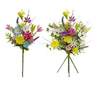 CCUUHJ Artificial Silk Daisy Flowers 3 Pcs Spring Berry Picks with Daisy Colorful Leaves Twig Branches Sprays for Spring Arrangement Centerpiece Easter Celebration Home Vase Decor (Multicolor)