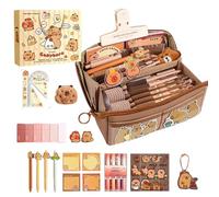 ccuzs Capybara Stationery Set, Large Pencil Case, Pen Organizer Bag, Wide Mouth Pencil Pouch with a Large Capacity and Adorable Capybara Design for Pens, Stickers, and Clips (1 Set), Set,
