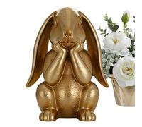 ccuzs Gold Resin Easter Bunny,Easter Thinking Bunny Statue Decoration - Spring Rabbit Table Centerpiece | for Home Indoor Tabletop Mantel Dining Table Entryway Living Room Farmhouse Office Party