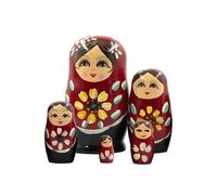 ccuzs Handmade Nesting - Dolls Set 5 Piece Hand Painted Wooden Figurines | Traditional Stackable Sculpture Art Decorative Table for Living Room, Bedroom, Holiday Display