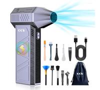 CCV Compressed Air Duster - 150000RPM Electric Air Duster for Cleaning Keyboard&PC 3 Gears Adjustable Rechargeable Cordless Jet Dry Blower Air Blower for Car and Home (Pearl Blue)