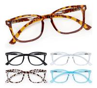 CCVOO Reading Glasses for Women, Eyeglasses, Blue Light Readers for Women, Computer Eye Glasses, Cheaters (Black + Clear + Blue + Leopard + Tortoise, 2.5)