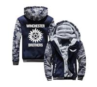 CCVQPF Men Hoodie Jacket for Supernatural Graphic Tops Hoody Long Sleeve Patchwork Sweatshirt Warm Hooded Coat Training Outwear-Camo-A||3XL