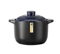 CCVVBFD Ceramic Black Casserole Clay Pot with Lid, Japanese Donabe Ceramic Hot Pot, Stew Pot Kitchen Cooking, Heat-Resistant Stockpot for Home, for Dinner and Party,Blue-3.3L