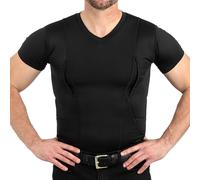 CCW Tactical Concealed Carry Holster Shirt | Secure Hook & Loop Pocket with Large Storage | Mens V-Neck