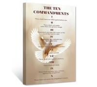 CCWACPP 10 Commandments Wall Art Christian Canvas Prints The Ten Commandments Wall Decor Bible Verses Pictures Religion Posters Living Room Church Room Decor Framed (40.00 x 60.00 cms)