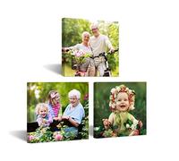 CCWACPP 3 Panels Custom Canvas Prints with Your Photos Square Personalized Picture on Canvas for Baby Family Couple Gifts (3 Panel Frame, 8" Wx8 H（20x20cm）)