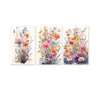 CCWACPP 3 Panels Daisy Flower Canvas Wall Art Floral Pictures Wall Decor Watercolor Daisies Print Painting Rustic Farmhouse Decor No Frame (Daisy Flower, 16x24inchx3P (40x60cmx3P) No Frame)