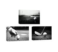 CCWACPP 3 Panels Golf Canvas Wall Art Black and White Golf Course Pictures Prints Leisure Sports Painting Modern Office Decor Frame (Golf, 11x14inchx3P (28x35cmx3P))