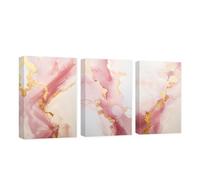 CCWACPP 3 Panels Pink and Gold Abstract Canvas Wall Art Marble Texture Picture Print Living Room Decor Frame (12x16inchx3P (30x40cmx3P))