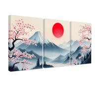 CCWACPP 3 Piece Cherry Blossom Canvas Wall Art Pink Japanese Wall Decor Mount Fuji Landscape Poster Print Sakura Pictures Asian Living Room Bedroom Home Decor (30x40cmx3)