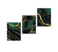 CCWACPP Abstract Canvas Wall Art 3 Piece Black Gold Green Pictures Wall Decor Marble Painting Art Modern Home Prints (30x40cmx3)