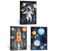 CCWACPP Astronaut Canvas Wall Art Space Nursery Wall Decor 3 Panels Rocket Picture Planet Print Astronaut Artwork Nursery Boys Girls Room Decor Framed (30x40cmx3)