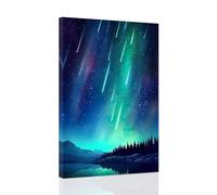 CCWACPP Aurora Borealis Wall Art Canvas Northern Lights Painting Nature Prints Landscape Snow Mountain Decor for Living Room Bedroom Home Framed (C, (30.00 x 45.00 cms))