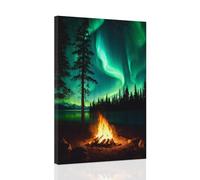 CCWACPP Aurora Borealis Wall Art Canvas Northern Lights Painting Nature Prints Landscape Snow Mountain Decor for Living Room Bedroom Home Framed (D, (30.00 x 45.00 cms))