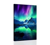 CCWACPP Aurora Borealis Wall Art Canvas Northern Lights Painting Nature Prints Landscape Snow Mountain Decor for Living Room Bedroom Home Framed (E, (30.00 x 45.00 cms))