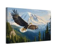 CCWACPP Bald Eagle Canvas Wall Art Pictures of Eagles Flying Bird Wildlife Painting Prints Modern Living Room Office Bathroom Home Decor Framed (30.00 x 45.00 cms)